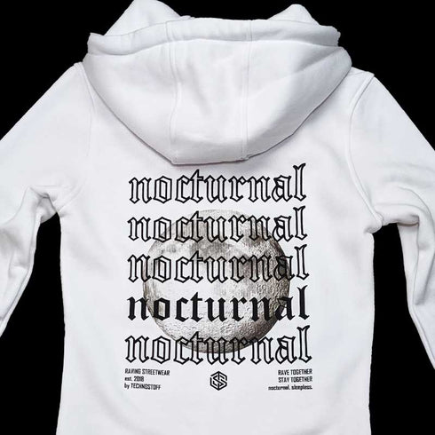 Nocturnal White Premium Hoodie von Technostoff